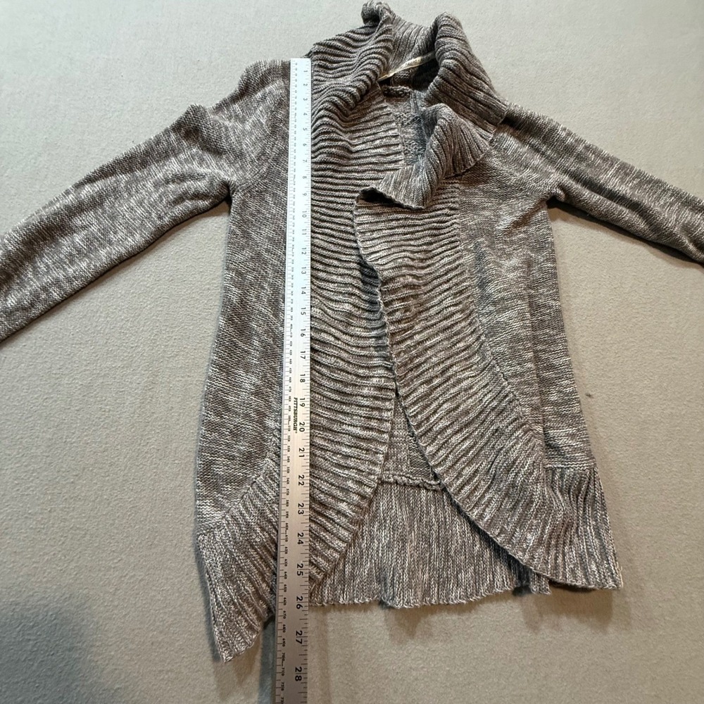 Roxy Boho Surf Open Front Shawl Collar Knit Cardigan Gray Sweater Women M - Picture 6 of 13